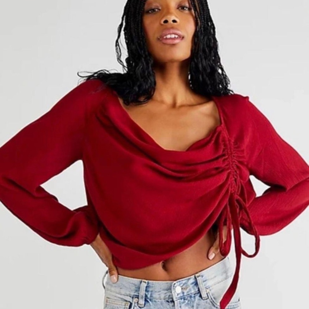 NWOT Free People Cowl Neck Blouse BLACK